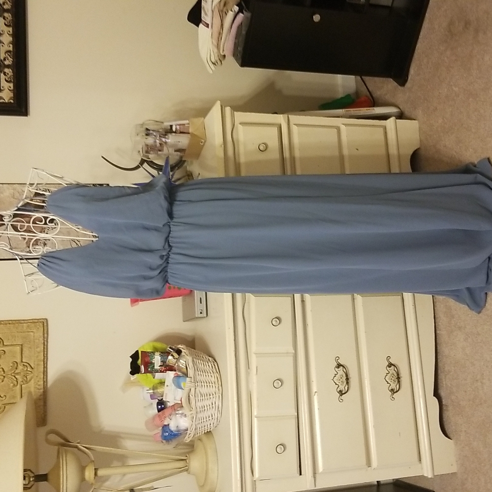 Women's Levkoff dusty blue long flowy dress